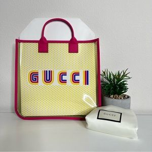Gucci Amour clear vinyl transparent tote pink handbag purse new